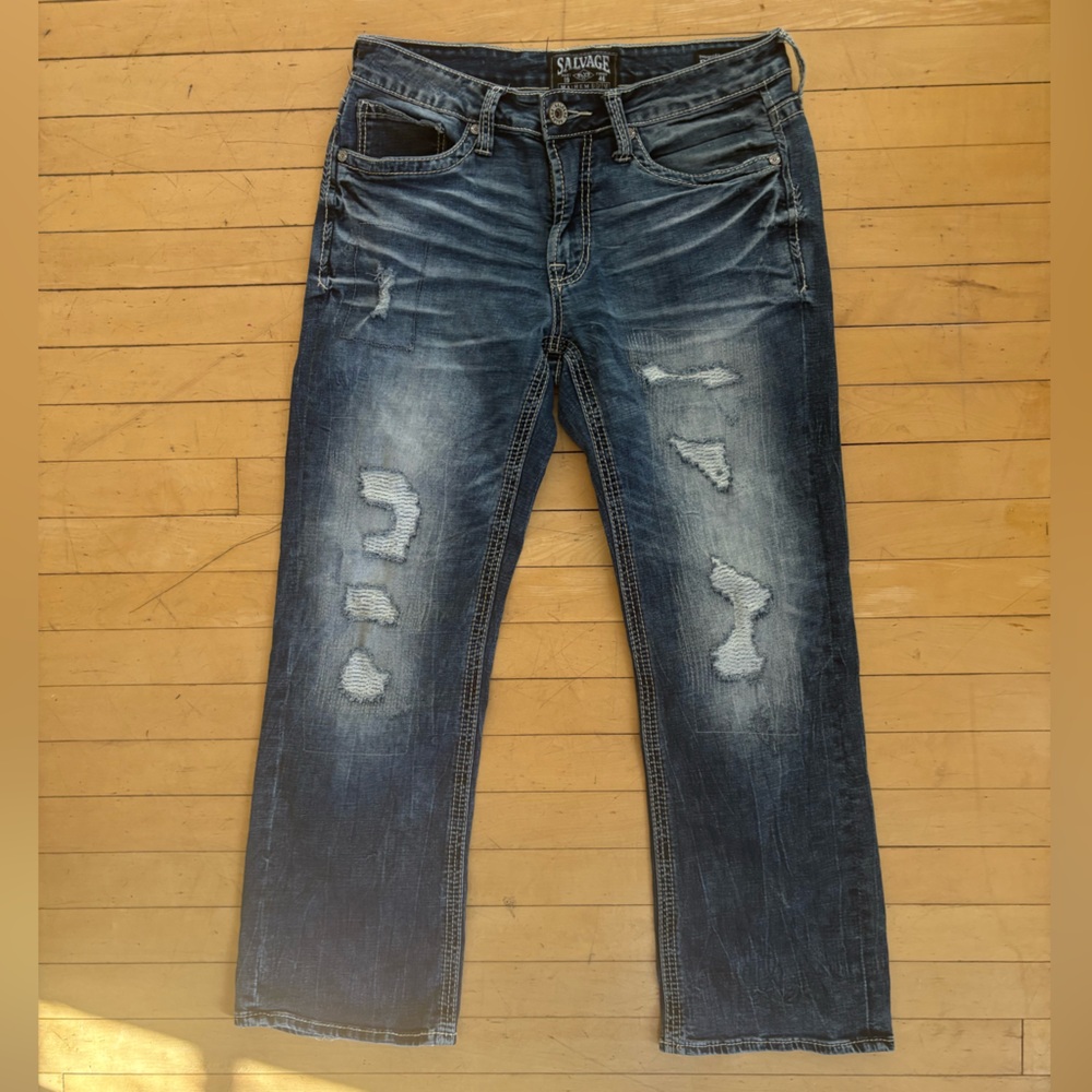 Men's Salvage “Mayhem Regular Bootcut” Distressed Jean
